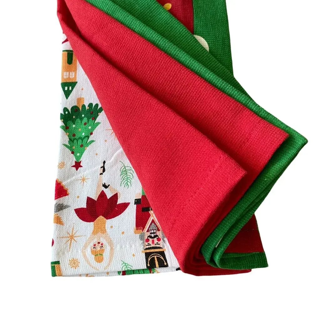 Set of 3 Christmas Holiday Nutcracker Kitchen Towels Pop of Color NWT